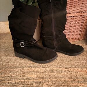 Kids Black Boots with Buckle Detail